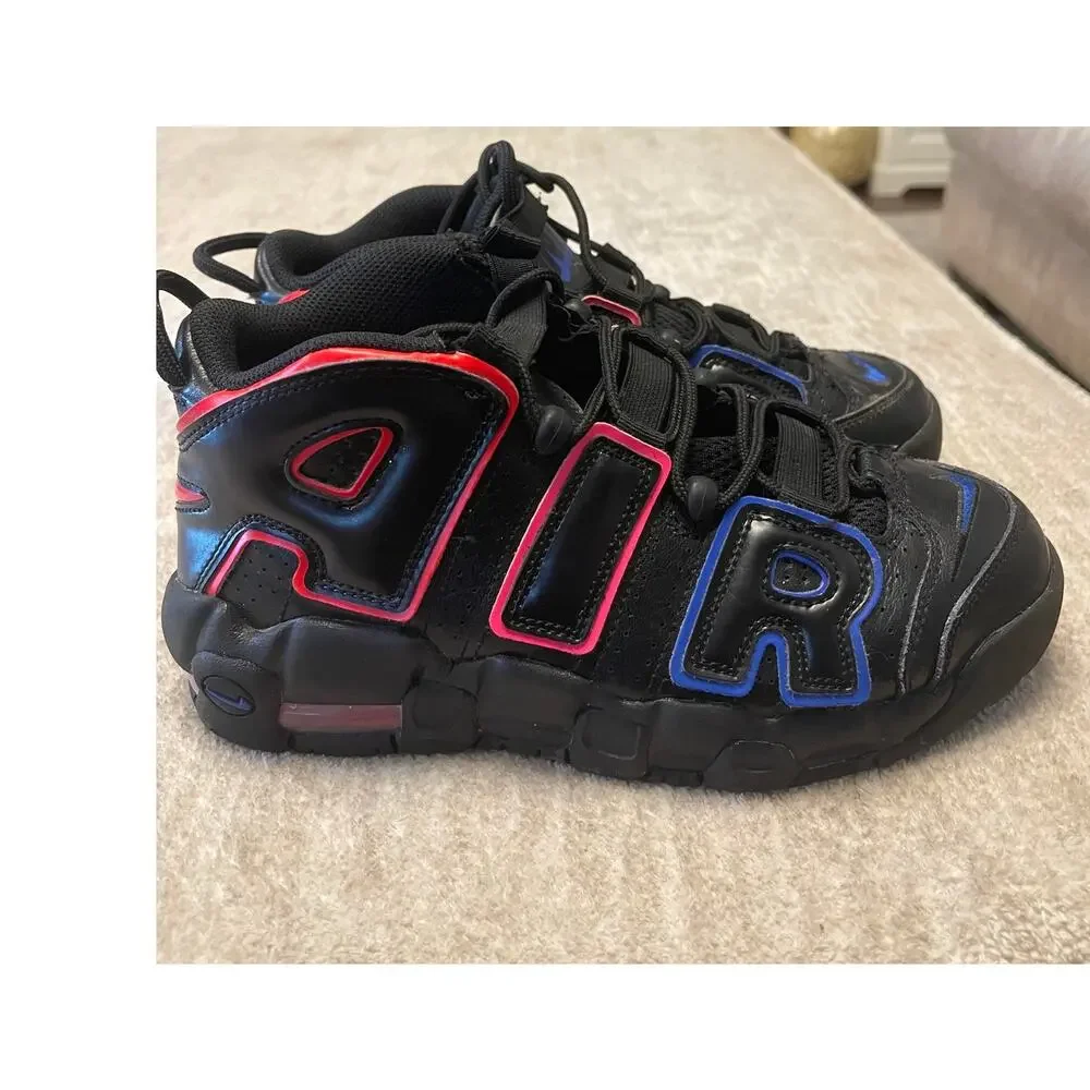 Nike Air More Uptempo Black Red Blue Youth Size 5.5Y - FD1012-001